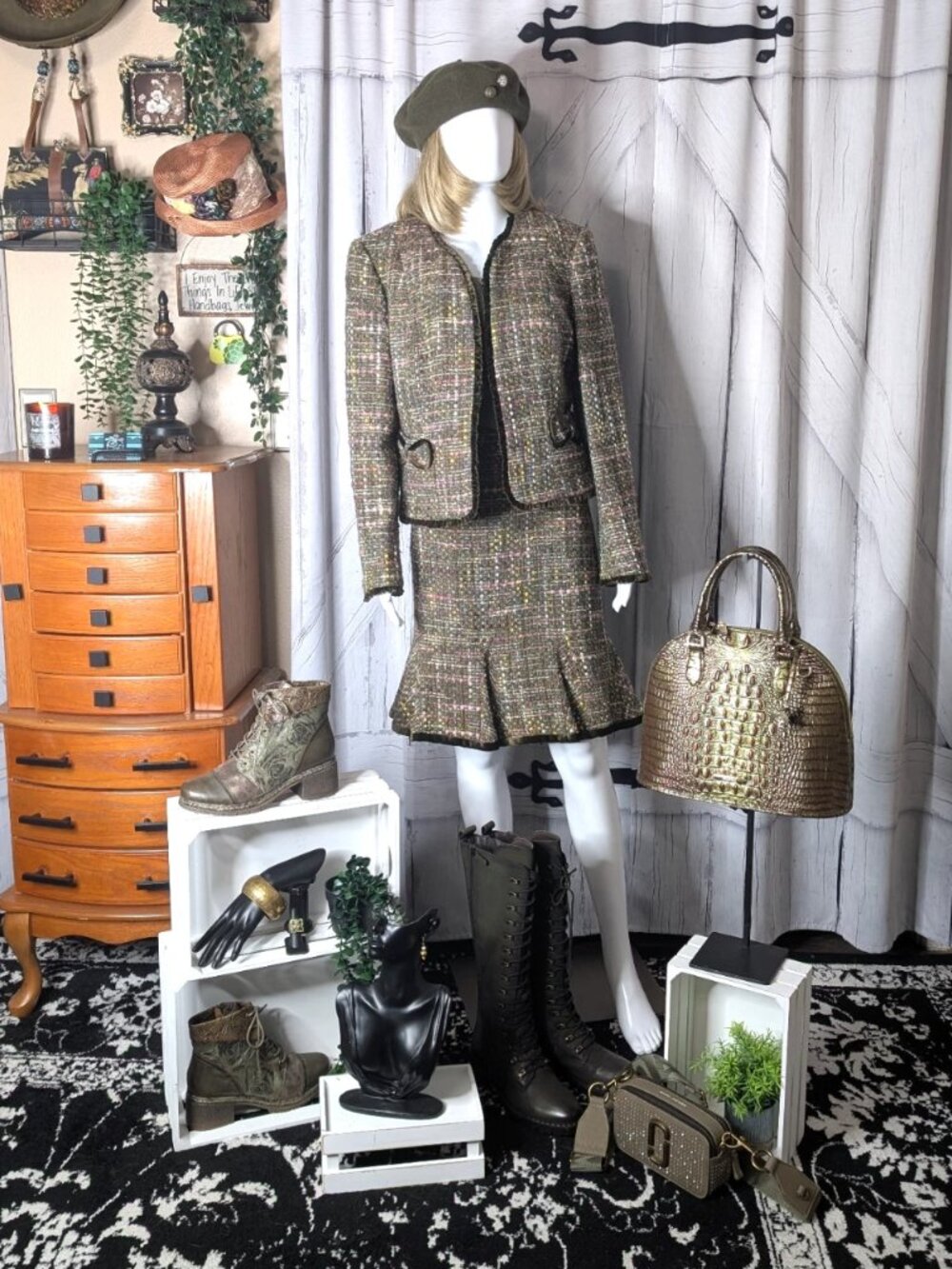 INC International Concepts 2-Piece Suit Woven Wool Blend Size 14 Preowned
